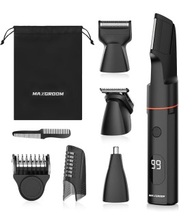 MAXGROOM Afeitadora Corporal Masculina, Set de Depiladora Corporal Hombre, 4 en 1 Maquina Depilar Hombre para Cuerpo, Genitales y Zona Intima, Recortadora en Seco y Húmedo Foto de portada de MAXGROOM Afeitadora Corporal Masculina, Set de Depiladora Corporal Hombre, 4 en 1 Maquina Depilar Hombre para Cuerpo, Genitales y Zona Intima, Recortadora en Seco y Húmedo