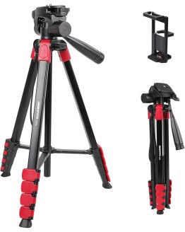 CAMBOFOTO Trípode de 172 cm para Cámaras, Trípode Ligero para Móviles, Fabricado en Aluminio con Clip para Móvil y Bolsa de Transporte, Compatible con Tabletas, Smartphones y Cámaras DSLR Foto de portada de CAMBOFOTO Trípode de 172 cm para Cámaras, Trípode Ligero para Móviles, Fabricado en Aluminio con Clip para Móvil y Bolsa de Transporte, Compatible con Tabletas, Smartphones y Cámaras DSLR