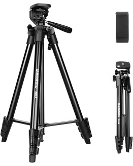 CAMBOFOTO Trípode para Teléfonos Móviles 135 cm, Aleación de Aluminio Ligero con Soporte para Móviles, Compatible con iPhone, Android, Smartphones, Cámaras DSLR y Sin Espejo Foto de portada de CAMBOFOTO Trípode para Teléfonos Móviles 135 cm, Aleación de Aluminio Ligero con Soporte para Móviles, Compatible con iPhone, Android, Smartphones, Cámaras DSLR y Sin Espejo