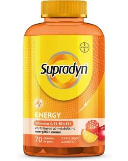 Supradyn Energy Gummies Multivitaminas con vitaminas A, C, D, E, B6, B12, biotina más coenzima Q10 – Multivitamínico para hombre y mujer – 70 caramelos de goma Foto de portada de Supradyn Energy Gummies Multivitaminas con vitaminas A, C, D, E, B6, B12, biotina más coenzima Q10 - Multivitamínico para hombre y mujer - 70 caramelos de goma