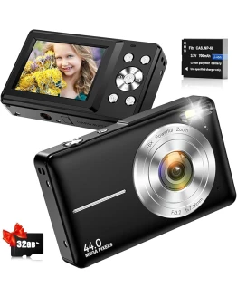 Cámara Digital Cámara De Fotos Digital Compactas 1080P 44MP Cámara Digital Compacta con 2,4″ LCD, Zoom 16X, Tarjeta de 32 GB, Cámara Compacta para Principiantes, Adolescentes y niños, Negro Foto de portada de Cámara Digital Cámara De Fotos Digital Compactas 1080P 44MP Cámara Digital Compacta con 2,4" LCD, Zoom 16X, Tarjeta de 32 GB, Cámara Compacta para Principiantes, Adolescentes y niños, Negro