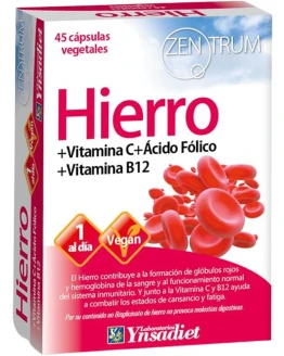 Hierro + Vitamina C + Àcido Fòlico + Vitamina B!2- 45 Caps- ZENTRUM – YNSADIET Foto de portada de Hierro + Vitamina C + Àcido Fòlico + Vitamina B!2- 45 Caps- ZENTRUM - YNSADIET