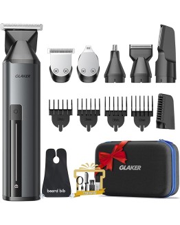 GLAKER Recortadora de Barba Afeitadora Electrica Hombre Cortapelos Hombre Maquina de Cortar Pelo Hombre Recortador para nariz orejas y cejas Corporal Cortadoras de Facial 6 en 1 (Negro) Foto de portada de GLAKER Recortadora de Barba Afeitadora Electrica Hombre Cortapelos Hombre Maquina de Cortar Pelo Hombre Recortador para nariz orejas y cejas Corporal Cortadoras de Facial 6 en 1 (Negro)