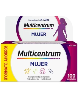 Multicentrum Mujer Complemento Alimenticio Multivitamínico y Multimineral Para Mujeres, Con Vitamina C y Zinc, Sin Gluten, 100 Comprimidos Foto de portada de Multicentrum Mujer Complemento Alimenticio Multivitamínico y Multimineral Para Mujeres, Con Vitamina C y Zinc, Sin Gluten, 100 Comprimidos