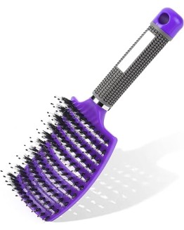 URAQT Cepillo de Pelo, Cepillo para el Pelo con Cerdas de Jabalí Naturales, Peine de Pelo Masaje Curvo y Ventilado, para Secado Más Rápido, Reducir el Encrespamiento y la Rotura (Púrpura) Foto de portada de URAQT Cepillo de Pelo, Cepillo para el Pelo con Cerdas de Jabalí Naturales, Peine de Pelo Masaje Curvo y Ventilado, para Secado Más Rápido, Reducir el Encrespamiento y la Rotura (Púrpura)