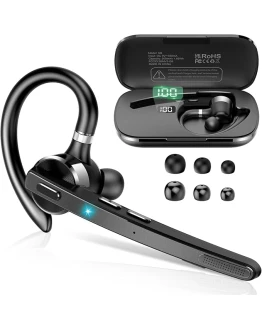 Thunelec Auriculares Manos Libres, 90 Horas aptx Auricular Bluetooth Mono con Doble Mic Cancelación de Ruido, Conexión Dual, Botón Mudo, Auriculares Manos para Camioneros, Negocios y Deporte, Gris Foto de portada de Thunelec Auriculares Manos Libres, 90 Horas aptx Auricular Bluetooth Mono con Doble Mic Cancelación de Ruido, Conexión Dual, Botón Mudo, Auriculares Manos para Camioneros, Negocios y Deporte, Gris