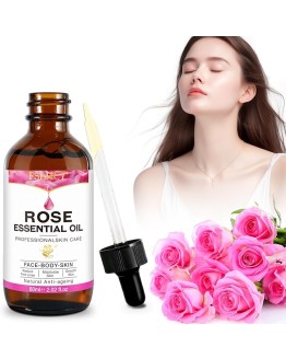 Aceite de Rosa, 60ML Rose oil y Vitamina C para Cara y Cuerpo, Hidratante, Antienvejecimiento y Antiarrugas, Reduce Líneas Finas y Manchas, Masaje, Cuidado de la Piel Foto de portada de Aceite de Rosa, 60ML Rose oil y Vitamina C para Cara y Cuerpo, Hidratante, Antienvejecimiento y Antiarrugas, Reduce Líneas Finas y Manchas, Masaje, Cuidado de la Piel