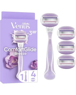 Gillette Venus ComfortGlide Breeze Maquinilla De Depilación Para Mujer Con Recambios, 1 Mango Duradero, 4 Recambios Con 3 Hojas y Barras Hidratantes Foto de portada de Gillette Venus ComfortGlide Breeze Maquinilla De Depilación Para Mujer Con Recambios, 1 Mango Duradero, 4 Recambios Con 3 Hojas y Barras Hidratantes