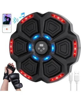 Music Boxing Machine Adultos, Máquina electrónica Boxeo Musical LED Pared Smart Boxing Target para adultos y niños, compatible con Bluetooth, 9 modos de velocidad con guantes de boxeo Foto de portada de Music Boxing Machine Adultos, Máquina electrónica Boxeo Musical LED Pared Smart Boxing Target para adultos y niños, compatible con Bluetooth, 9 modos de velocidad con guantes de boxeo
