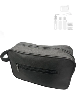 Neceser Hombre de Viaje para Gimnasio, Bolsa de baño Bolsa de Aseo Grande, Pack con Botellas de Viaje Kit avión Neceser Negro, Kit Botes de Viaje, Botes Viaje rellenables. 100 ml. 26cm x 16cm x 8cm. Foto de portada de Neceser Hombre de Viaje para Gimnasio, Bolsa de baño Bolsa de Aseo Grande, Pack con Botellas de Viaje Kit avión Neceser Negro, Kit Botes de Viaje, Botes Viaje rellenables. 100 ml. 26cm x 16cm x 8cm.