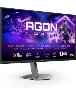 AOC Agon Pro AG276QZD2 – Monitor OLED QHD de 27 Pulgadas, 240 Hz, 0,03 ms GtG, FreeSync Premium Pro, Comp. G-Sync, HDR400 2560×1440, 2X HDMI 2.0, DisplayPort, Hub USB Negro, 240Hz Foto de portada de AOC Agon Pro AG276QZD2 - Monitor OLED QHD de 27 Pulgadas, 240 Hz, 0,03 ms GtG, FreeSync Premium Pro, Comp. G-Sync, HDR400 2560x1440, 2X HDMI 2.0, DisplayPort, Hub USB Negro, 240Hz