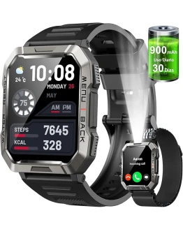 Reloj Inteligente Hombre, 2.01″ Smartwatch Hombre con Linterna y Brújula, Smartwatch con Llamadas Bluetooth, Batería Grande de 900 mAh, 100+ Modos Deportivos, Pulsera Actividad Impermeable IP68 Foto de portada de Reloj Inteligente Hombre, 2.01" Smartwatch Hombre con Linterna y Brújula, Smartwatch con Llamadas Bluetooth, Batería Grande de 900 mAh, 100+ Modos Deportivos, Pulsera Actividad Impermeable IP68
