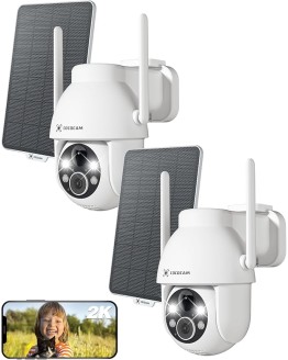 COCOCAM 2PCS 2K Cámara Vigilancia WiFi Exterior con Panel Solar, PTZ Batería, Visión Nocturna a Color, AI Reconocimiento, PIR Detección, Cloud Foto de portada de COCOCAM 2PCS 2K Cámara Vigilancia WiFi Exterior con Panel Solar, PTZ Batería, Visión Nocturna a Color, AI Reconocimiento, PIR Detección, Cloud