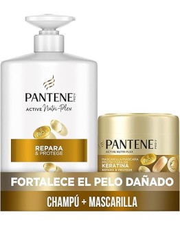 Pantene Pro-V Repara Y Protege Champú 1 L Con Dispensador, Mascarilla Protectora De Keratina 500ml, Pelo Seco Y Dañado Foto de portada de Pantene Pro-V Repara Y Protege Champú 1 L Con Dispensador, Mascarilla Protectora De Keratina 500ml, Pelo Seco Y Dañado