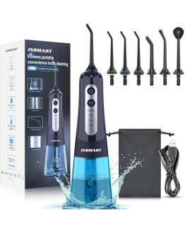 INSMART Irrigador Bucal Portatil, 300ML Irrigador Dental Inalámbrico Portatil Profesional Limpiar Dientes Con 6 Boquillas 4 Modos Para el Hogar y los Viajes, IPX7 Impermeable USB Recargable Para Foto de portada de INSMART Irrigador Bucal Portatil, 300ML Irrigador Dental Inalámbrico Portatil Profesional Limpiar Dientes Con 6 Boquillas 4 Modos Para el Hogar y los Viajes, IPX7 Impermeable USB Recargable Para