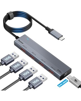 Aceele Hub USB C 3.2 Gen 2, Velocidad 10Gbps Adaptador USB C con USB A *4 de Puertos y USB Tipo C 100W PD Carga USB Concentrador 100cm, para computadora portátil, PC de Escritorio, Xbox y Mac y más Foto de portada de Aceele Hub USB C 3.2 Gen 2, Velocidad 10Gbps Adaptador USB C con USB A *4 de Puertos y USB Tipo C 100W PD Carga USB Concentrador 100cm, para computadora portátil, PC de Escritorio, Xbox y Mac y más