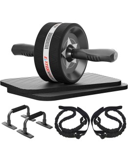 EnterSports Rodillo abdominal 6 en 1 con cinta de fitness, flexiones, esterilla para rodillas, equipo de fitness para entrenar los músculos abdominales, ideal para hombres y mujeres en casa Foto de portada de EnterSports Rodillo abdominal 6 en 1 con cinta de fitness, flexiones, esterilla para rodillas, equipo de fitness para entrenar los músculos abdominales, ideal para hombres y mujeres en casa