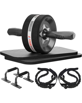 EnterSports Rodillo abdominal 6 en 1 con cinta de fitness, flexiones, esterilla para rodillas, equipo de fitness para entrenar los músculos abdominales, ideal para hombres y mujeres en casa Foto de portada de EnterSports Rodillo abdominal 6 en 1 con cinta de fitness, flexiones, esterilla para rodillas, equipo de fitness para entrenar los músculos abdominales, ideal para hombres y mujeres en casa