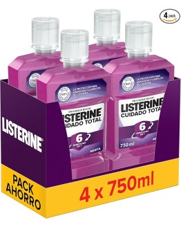 Listerine Cuidado Total, pack de 4 x 750 ml, enjuague bucal con flúor, colutorio bucal con 6 beneficios en 1, elixir bucal para una limpieza bucal completa Foto de portada de Listerine Cuidado Total, pack de 4 x 750 ml, enjuague bucal con flúor, colutorio bucal con 6 beneficios en 1, elixir bucal para una limpieza bucal completa