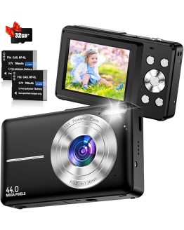 Cámara Digital Cámara De Fotos Digital 1080P HD 44MP Cámara Digital Compacta con Zoom 16X, Cámara Compacta con Tarjeta De 32 GB, 2 Baterías Camara De Fotos para Niño/Adolescente/Principiante Negro Foto de portada de Cámara Digital Cámara De Fotos Digital 1080P HD 44MP Cámara Digital Compacta con Zoom 16X, Cámara Compacta con Tarjeta De 32 GB, 2 Baterías Camara De Fotos para Niño/Adolescente/Principiante Negro