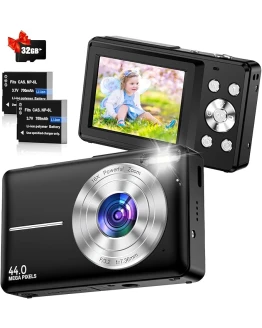 Cámara Digital Cámara De Fotos Digital 1080P HD 44MP Cámara Digital Compacta con Zoom 16X, Cámara Compacta con Tarjeta De 32 GB, 2 Baterías Camara De Fotos para Niño/Adolescente/Principiante Negro Foto de portada de Cámara Digital Cámara De Fotos Digital 1080P HD 44MP Cámara Digital Compacta con Zoom 16X, Cámara Compacta con Tarjeta De 32 GB, 2 Baterías Camara De Fotos para Niño/Adolescente/Principiante Negro