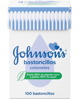 Johnson’s Baby bastoncillos para bebés, niños y adultos (1 caja x 100 unidades), bastoncillos para los oídos con puntas 100% de algodón puro y palitos 100% de papel Foto de portada de Johnson's Baby bastoncillos para bebés, niños y adultos (1 caja x 100 unidades), bastoncillos para los oídos con puntas 100% de algodón puro y palitos 100% de papel
