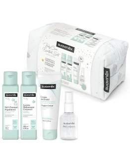 Suavinex, Neceser para Bebés de Tela, Set Regalo Bebé Recién Nacido con Cosmética: Gel Champú 100 ml + Loción Hidratante 100 ml + Crema Pañal 75 ml + Baby Cologne 50 ml. Formato Viaje. Azul Dreams Foto de portada de Suavinex, Neceser para Bebés de Tela, Set Regalo Bebé Recién Nacido con Cosmética: Gel Champú 100 ml + Loción Hidratante 100 ml + Crema Pañal 75 ml + Baby Cologne 50 ml. Formato Viaje. Azul Dreams