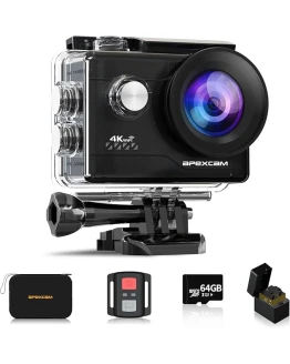 Apexcam Cámara Deportiva 4K con Tarjeta de Memoria de 64GB WiFi Cámara subacuática Impermeable 40M Action Camera 2.0’LCD 170° Gran Angular 2.4G Remoto 2 baterías de 1050mAh y Accesorios Multiples Foto de portada de Apexcam Cámara Deportiva 4K con Tarjeta de Memoria de 64GB WiFi Cámara subacuática Impermeable 40M Action Camera 2.0'LCD 170° Gran Angular 2.4G Remoto 2 baterías de 1050mAh y Accesorios Multiples