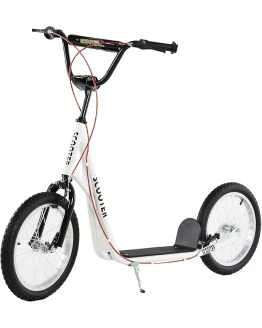 HOMCOM Scooter Patinete para Niños +5 Años y Adolescentes con Manillar Ajustable en Altura 2 Neumáticos de Caucho Inflable con Doble Freno y Ruedas 16″ Carga 100 kg 139x58x90-96 cm Blanco Foto de portada de HOMCOM Scooter Patinete para Niños +5 Años y Adolescentes con Manillar Ajustable en Altura 2 Neumáticos de Caucho Inflable con Doble Freno y Ruedas 16" Carga 100 kg 139x58x90-96 cm Blanco