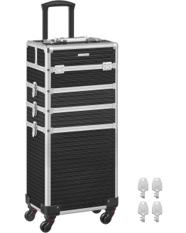 SONGMICS Maleta de Maquillaje, Maletín para Cosméticos 4 en 1, Gran Capacidad, Maletín de Peluquería, 34 x 24 x 79,3 cm, con Cerradura, Ruedas 360°, para Viaje, Manicura, Negro JHZ015B01 Foto de portada de SONGMICS Maleta de Maquillaje, Maletín para Cosméticos 4 en 1, Gran Capacidad, Maletín de Peluquería, 34 x 24 x 79,3 cm, con Cerradura, Ruedas 360°, para Viaje, Manicura, Negro JHZ015B01