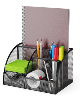 Organizador de Escritorio y Portalapices con Cajón y 6 Compartimentos de Malla Metálica Negro. Organizador Escritorio Ahorra Espacio para Bolígrafos, Lapiceros, Notas Adhesivas, Clips y Grapadoras Foto de portada de Organizador de Escritorio y Portalapices con Cajón y 6 Compartimentos de Malla Metálica Negro. Organizador Escritorio Ahorra Espacio para Bolígrafos, Lapiceros, Notas Adhesivas, Clips y Grapadoras