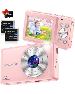 Cámara Digital Cámara De Fotos Digital 1080P HD 44MP Cámara Digital Compacta con Zoom 16X, Cámara Compacta con Tarjeta De 32 GB, 2 Baterías Camara De Fotos para Niño/Adolescente/Principiante Rosa Foto de portada de Cámara Digital Cámara De Fotos Digital 1080P HD 44MP Cámara Digital Compacta con Zoom 16X, Cámara Compacta con Tarjeta De 32 GB, 2 Baterías Camara De Fotos para Niño/Adolescente/Principiante Rosa