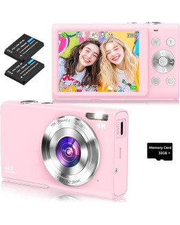 Cámara Digital Compacta con Tarjeta 32GB, 48MP 4K Autofocus Cámara Digital con Pantalla Grande de 2.8″, Zoom Digital 16X, Mini cámara portátil para Adultos, Principiantes (Rosa) Foto de portada de Cámara Digital Compacta con Tarjeta 32GB, 48MP 4K Autofocus Cámara Digital con Pantalla Grande de 2.8", Zoom Digital 16X, Mini cámara portátil para Adultos, Principiantes (Rosa)