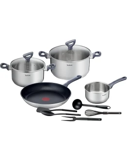 Tefal Daily Cook – Juego de Sartén antiadherente 28 cm + 2 Ollas 20/24 cm + Cazo 16 cm + 5 Accesorios|Apto inducción, Thermo-Fusion, marcas medición, apto lavavajillas y horno, acero inoxidable Foto de portada de Tefal Daily Cook - Juego de Sartén antiadherente 28 cm + 2 Ollas 20/24 cm + Cazo 16 cm + 5 Accesorios|Apto inducción, Thermo-Fusion, marcas medición, apto lavavajillas y horno, acero inoxidable