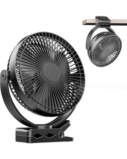 Foto de portada de ATEngeus Ventilador de escritorio USB, ventilador portátil recargable, ventilador de clip de 8", fuerte de 4 velocidades rotación de 360°, interfaz USB dual, adecuado para el hogar la oficina