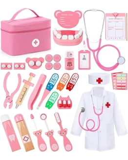 LUVTOY Maletin Medico Juguete, Doctora Juguetes con Estetoscopio Realista, Termómetro, Maletin Doctora Juguete, Madera Juego de Doctor para Niños, Juegos de Imitacion Regalos para Niñas Niños 3 4 5 6 Foto de portada de LUVTOY Maletin Medico Juguete, Doctora Juguetes con Estetoscopio Realista, Termómetro, Maletin Doctora Juguete, Madera Juego de Doctor para Niños, Juegos de Imitacion Regalos para Niñas Niños 3 4 5 6