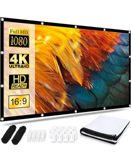 Pantalla Proyector 120 Pulgadas 16:9 HD Antiarrugas Plegable Portátil Lavable Tela Proyector, Pantalla de Proyección de Doble Cara para Patio, Hogar, Teatro Exterior Foto de portada de Pantalla Proyector 120 Pulgadas 16:9 HD Antiarrugas Plegable Portátil Lavable Tela Proyector, Pantalla de Proyección de Doble Cara para Patio, Hogar, Teatro Exterior