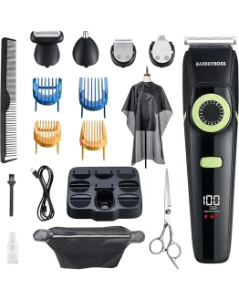 Barberboss Cortadora de barba para hombres y cortapelos para hombres, recortadora de nariz para hombres, kits de aseo para hombres, impermeable-QR-6090 Foto de portada de Barberboss Cortadora de barba para hombres y cortapelos para hombres, recortadora de nariz para hombres, kits de aseo para hombres, impermeable-QR-6090