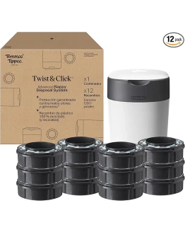 Contenedor para pañales Twist & Click de Tommee Tippee, sistema más ecológico, incluye un recambio con lámina antibacteriana GREENFILM de fuentes sostenibles, Blanco Foto de portada de Contenedor para pañales Twist & Click de Tommee Tippee, sistema más ecológico, incluye un recambio con lámina antibacteriana GREENFILM de fuentes sostenibles, Blanco