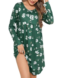 Migcaput Camisón Mujer Invierno Camisones Mujer Manga Larga a Estampado Floral Ropa de Dormir con Botones Delanteros y Bolsillos Laterales Foto de portada de Migcaput Camisón Mujer Invierno Camisones Mujer Manga Larga a Estampado Floral Ropa de Dormir con Botones Delanteros y Bolsillos Laterales