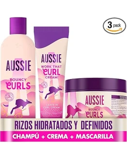 Aussie PACK ESPECIAL: Bouncy Curls: Champú Hidratante Cabello Seco Rizado Y Ondulado + Mascarilla Capilar Con O Sin Aclarado + Crema Definidora Rizos Foto de portada de Aussie PACK ESPECIAL: Bouncy Curls: Champú Hidratante Cabello Seco Rizado Y Ondulado + Mascarilla Capilar Con O Sin Aclarado + Crema Definidora Rizos