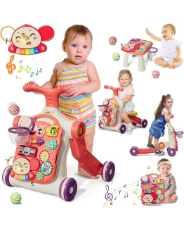 HYES 5 en 1 Correpasillos Bebé Andador, Centro de Actividades para Learn to walk, sit, and stand, Tablero de Juego Extraíble con música, Regalo para Niños Pequeños, Rojo Foto de portada de HYES 5 en 1 Correpasillos Bebé Andador, Centro de Actividades para Learn to walk, sit, and stand, Tablero de Juego Extraíble con música, Regalo para Niños Pequeños, Rojo