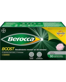 Berocca Boost Complejo de Vitaminas y Minerales con Cafeína y Guaraná Natural, para una Ayuda Rápida en el Rendimiento Mental y Físico, 30 Comprimidos Efervescentes Foto de portada de Berocca Boost Complejo de Vitaminas y Minerales con Cafeína y Guaraná Natural, para una Ayuda Rápida en el Rendimiento Mental y Físico, 30 Comprimidos Efervescentes