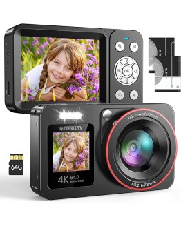 DEATTI Cámara Digital 4K 64MP FHD, Cámara de Fotos con Tarjeta de 64GB, Cámara Compacta Zoom 18X y 2 Baterías, Recargable Compacta Portátil Cámara para Niños Principiantes Adulto, Negro Foto de portada de DEATTI Cámara Digital 4K 64MP FHD, Cámara de Fotos con Tarjeta de 64GB, Cámara Compacta Zoom 18X y 2 Baterías, Recargable Compacta Portátil Cámara para Niños Principiantes Adulto, Negro